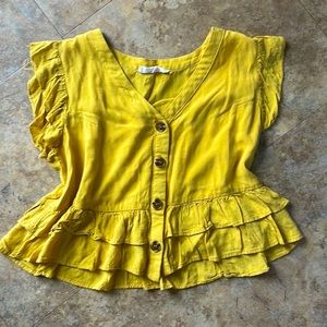L mustard crop top